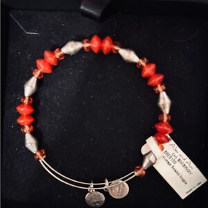 ALEX AND ANI RARE RETIRED VINTAGE BEADED Vibrant Red and Silver Beaded Bracelet